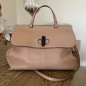 GUCCI BAMBOO DAILY LEATHER SATCHEL BAG